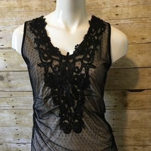 MAURICES BLACK LACE POLKA DOT TANK TOP